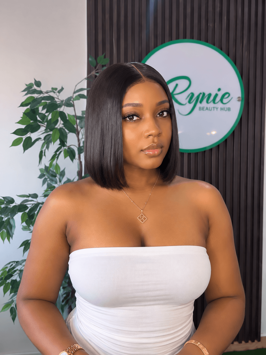 10" Bone Straight Bob Wig - 2x6 Closure